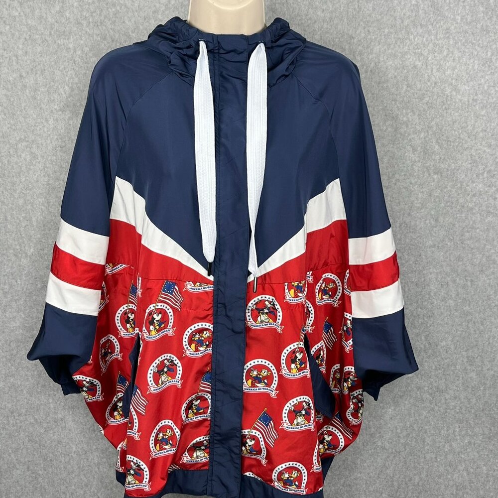 Walt Disney World 50th Vault America On Parade Windbreaker Jacket M Patriotic